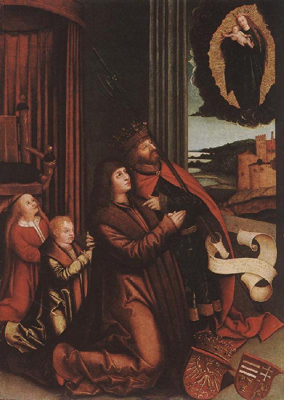 STRIGEL, Bernhard St Ladislas Presents Wladislav II and his Sons to the Virgin r Sweden oil painting art